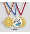 100 Football Medals 32mm + ribbons + labels