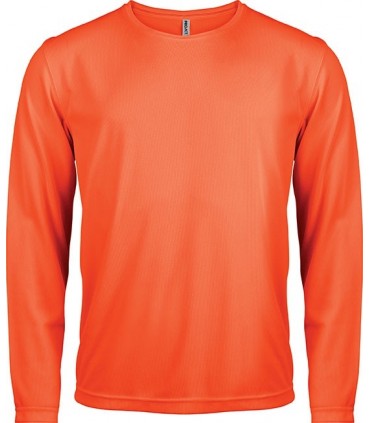 T-Shirt Sport Homme Manches Longues - Orange Fluo