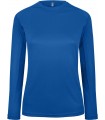 T-Shirt Sport Dame Manches Longues - Bleu Royal