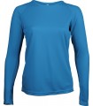 T-Shirt Sport Dame Manches Longues - Bleu Aqua