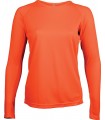 T-Shirt Sport Dame Manches Longues - Orange Fluo