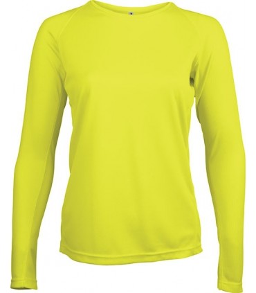 Vrouwensportshirt Lange Mouwen - Fluo Geel