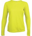 Women's long-sleeved sports T-shirt - Fluo Yellow