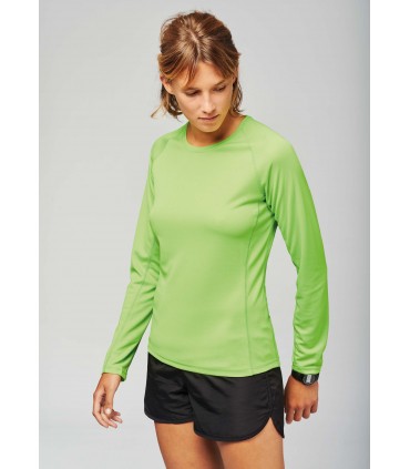 Women's long-sleeved sports T-shirt - Fluo Orange
