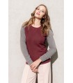 Ladies' organic crew neck raglan sleeve sweatshirt wine grey