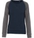 Damessweater BIO ronde hals raglanmouwen navy-grijs