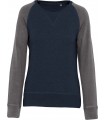 Ladies' organic crew neck raglan sleeve sweatshirt navy-grey