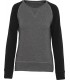 Damessweater BIO ronde hals raglanmouwen grijs-zwart