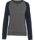 Damessweater BIO ronde hals raglanmouwen grijs-navy