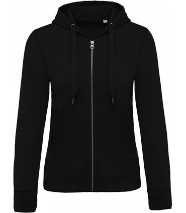 Ladies’ organic full zip hooded sweatshirt black