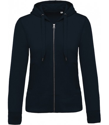 Ladies’ organic full zip hooded sweatshirt navy