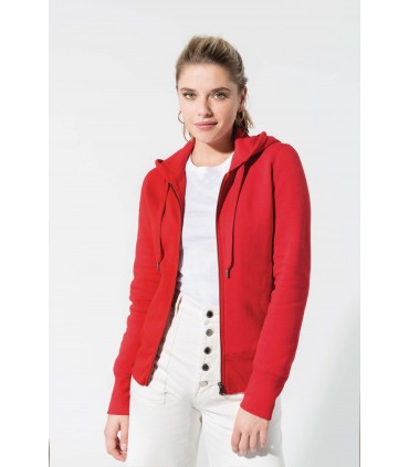 Sweat-shirt Bio zippé capuche femme bordeaux chiné