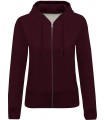 Ladies’ organic full zip hooded sweatshirt wine heather