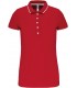 Polo maille piquée manches courtes femme rouge - navy