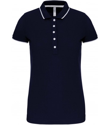Damespolo korte mouwen navy - wit