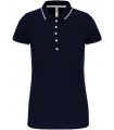 Ladies' short-sleeved piqué knit polo navy - white