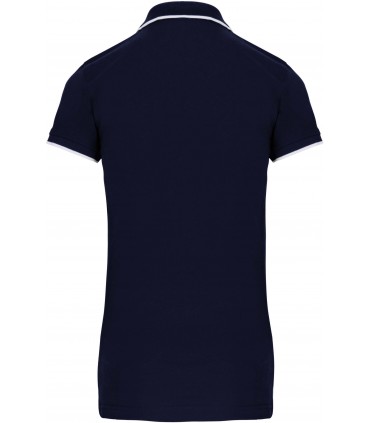Polo maille piquée manches courtes femme navy - blanc