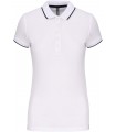 Ladies' short-sleeved piqué knit polo white - navy