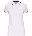 Polo maille piquée manches courtes femme blanc - navy