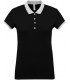 Polo piqué bicolore femme noir - gris