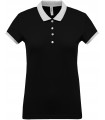 Ladies’ two-tone piqué polo shirt black - grey