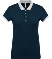 Polo piqué bicolore femme navy - gris