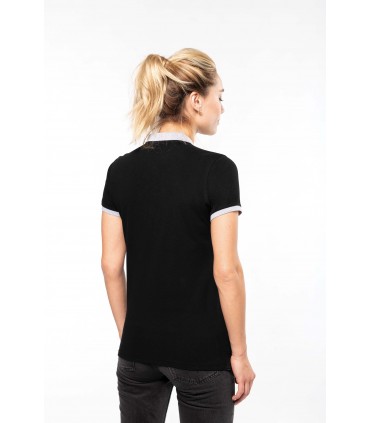Ladies’ two-tone piqué polo shirt white - grey