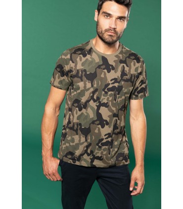 T-shirt camo korte mouwen - olijf