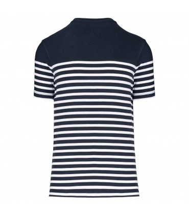 Men's Organic crew neck sailor T-shirt navy - white