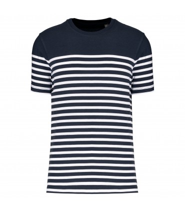 T-shirt marin col rond Bio homme navy - blanc