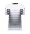 Marine-t-shirt ronde hals Bio heren wit - navy