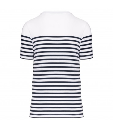 Men's Organic crew neck sailor T-shirt white - navy