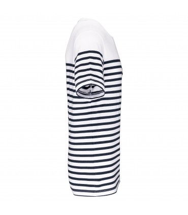 Marine-t-shirt ronde hals Bio heren wit - navy