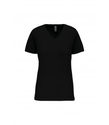 Dames-t-shirt BIO150 V-hals zwart