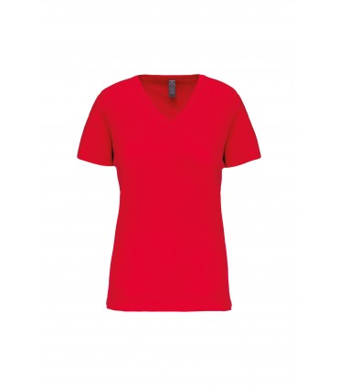 T-shirt Bio150 col V femme rouge