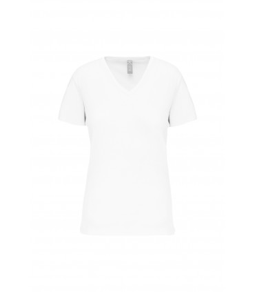 Dames-t-shirt BIO150 V-hals wit