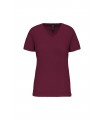 Dames-t-shirt BIO150 V-hals bordeaux