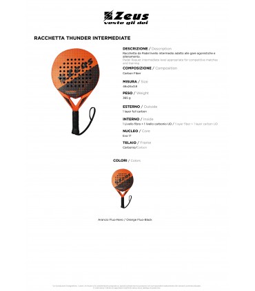 Padel Racket Zeus THUNDER Intermediate