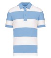 Short-sleeved striped polo shirt white sky