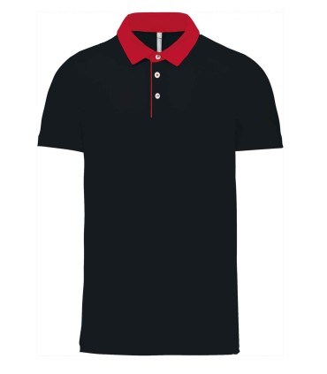 Tweekleurige herenpolo jersey zwart rood