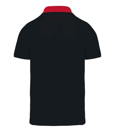 Men's two-tone jersey polo shirt black red