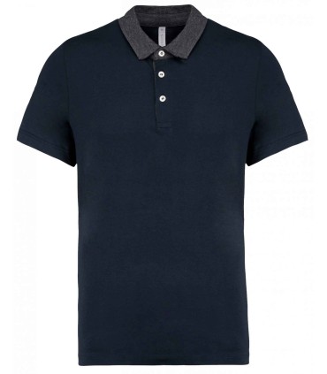Tweekleurige herenpolo jersey navy grijs