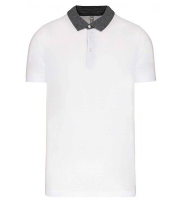 Tweekleurige herenpolo jersey wit grijs