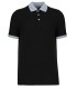 Polo piqué bicolore homme noir gris