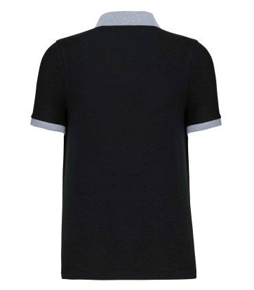 Polo piqué bicolore homme noir gris