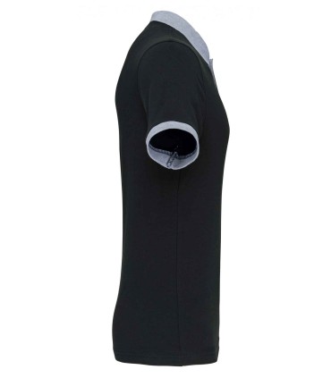 Polo piqué bicolore homme noir gris