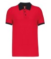 Polo piqué bicolore homme light rouge noir