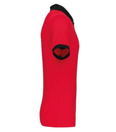 Polo piqué bicolore homme light rouge noir