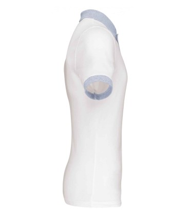 Polo piqué bicolore homme light blanc gris