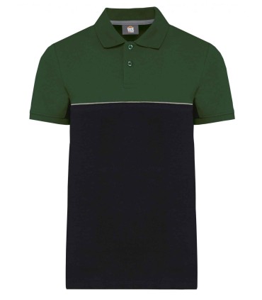 Polo écoresponsable manches courtes noir forest green